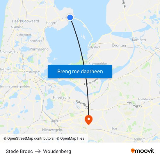 Stede Broec to Woudenberg map