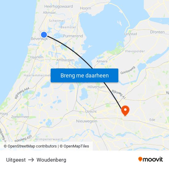 Uitgeest to Woudenberg map