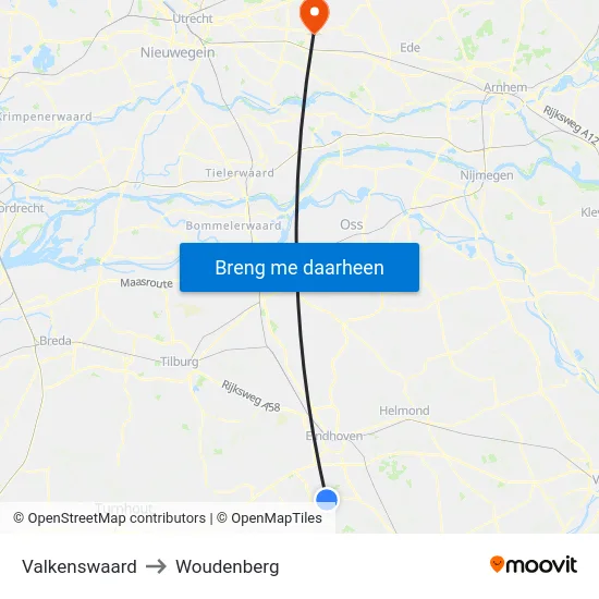Valkenswaard to Woudenberg map