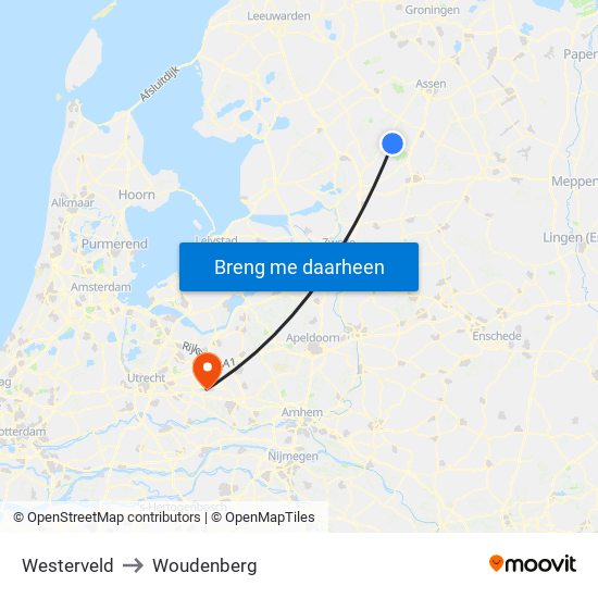 Westerveld to Woudenberg map