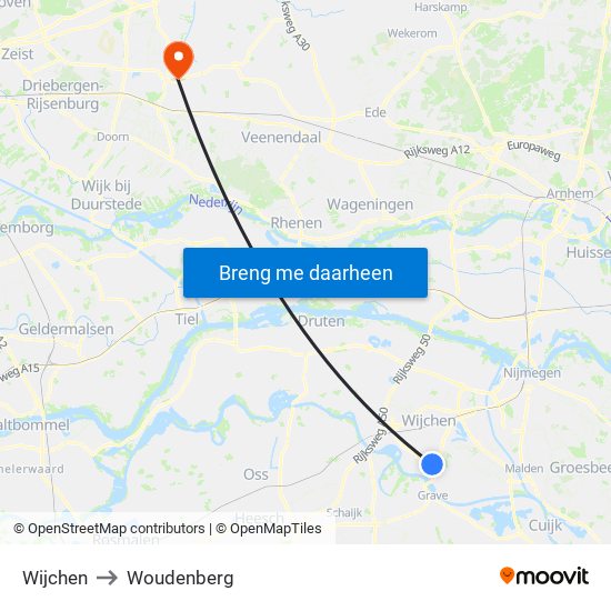 Wijchen to Woudenberg map