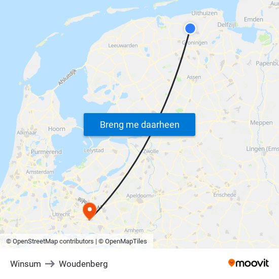 Winsum to Woudenberg map