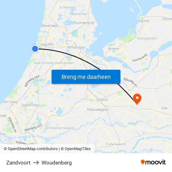 Zandvoort to Woudenberg map