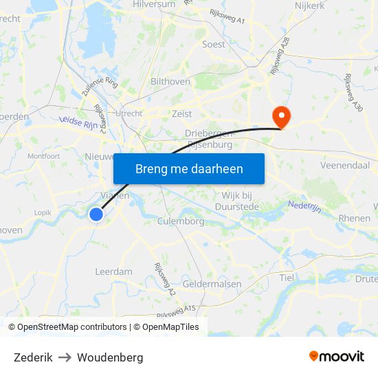 Zederik to Woudenberg map