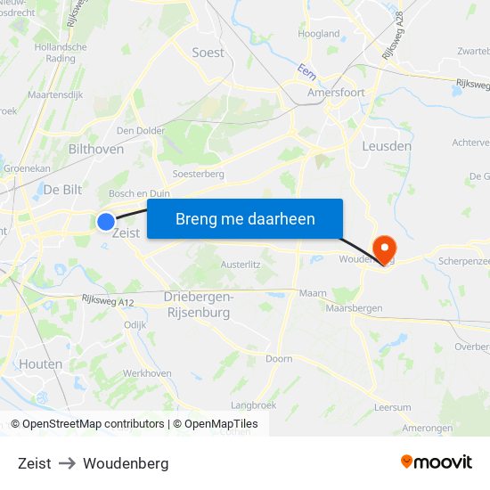 Zeist to Woudenberg map