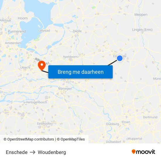 Enschede to Woudenberg map