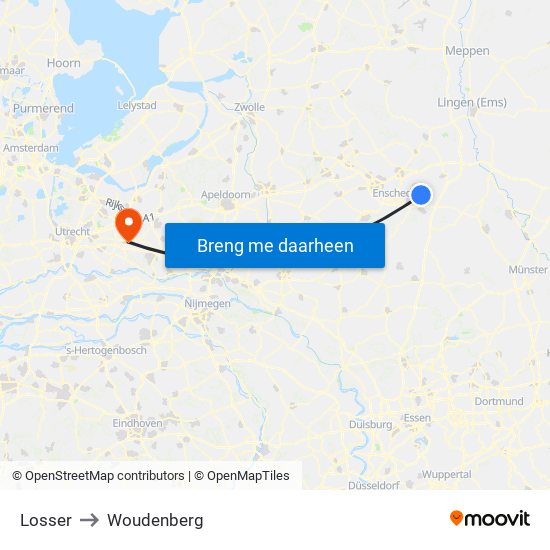 Losser to Woudenberg map