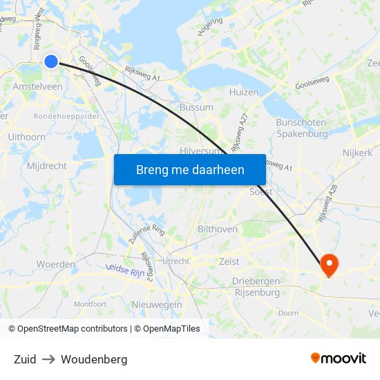 Zuid to Woudenberg map