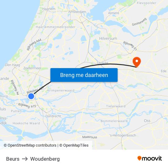 Beurs to Woudenberg map