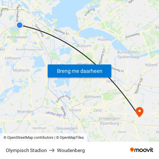 Olympisch Stadion to Woudenberg map