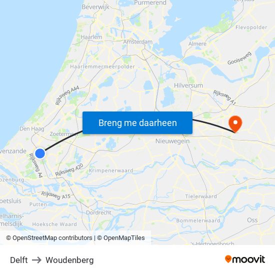 Delft to Woudenberg map