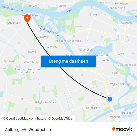 Aalburg to Woudrichem map