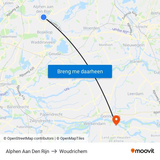 Alphen Aan Den Rijn to Woudrichem map