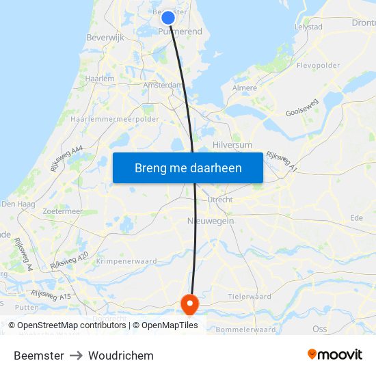 Beemster to Woudrichem map