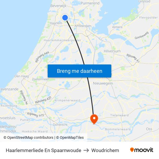 Haarlemmerliede En Spaarnwoude to Woudrichem map