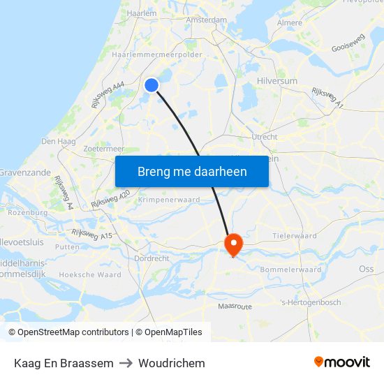 Kaag En Braassem to Woudrichem map