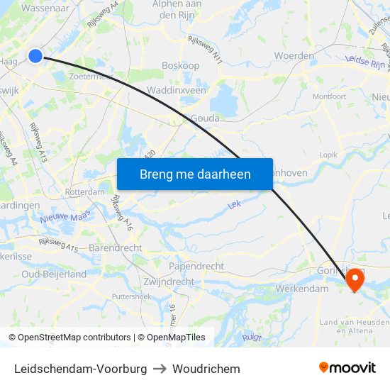 Leidschendam-Voorburg to Woudrichem map