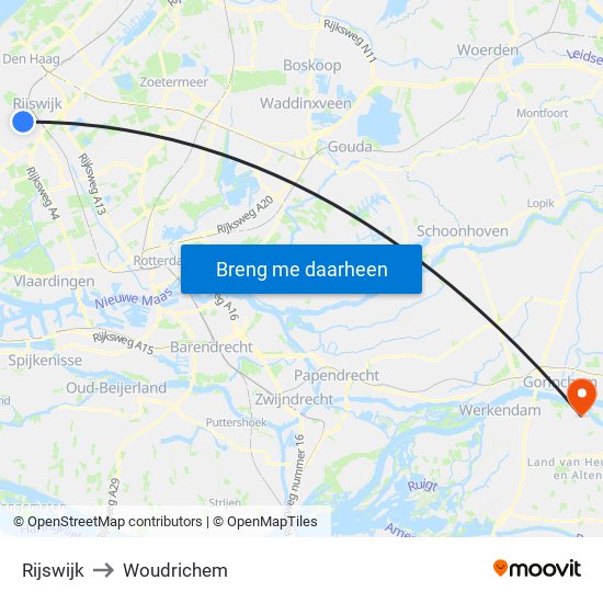 Rijswijk to Woudrichem map