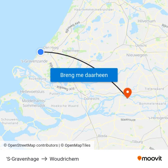 'S-Gravenhage to Woudrichem map