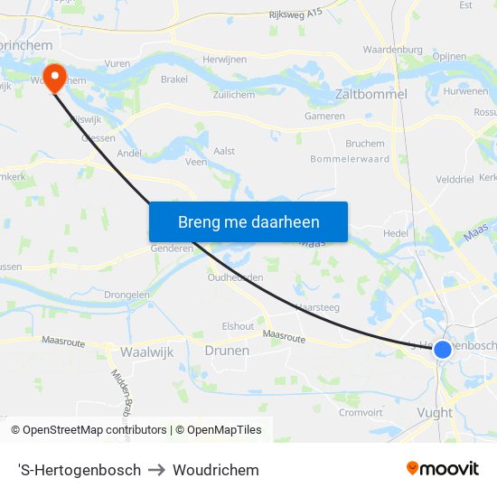 'S-Hertogenbosch to Woudrichem map