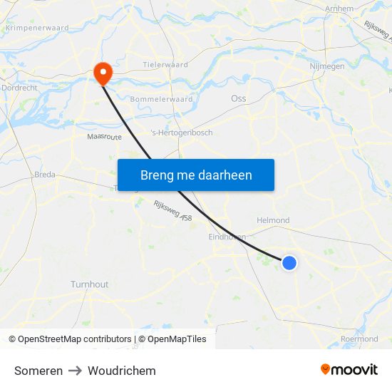 Someren to Woudrichem map