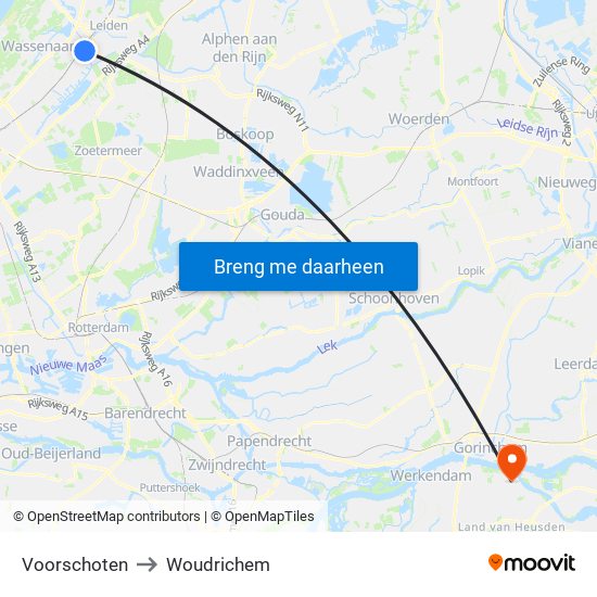 Voorschoten to Woudrichem map