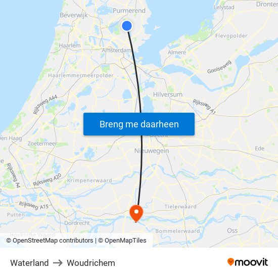 Waterland to Woudrichem map