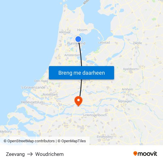 Zeevang to Woudrichem map