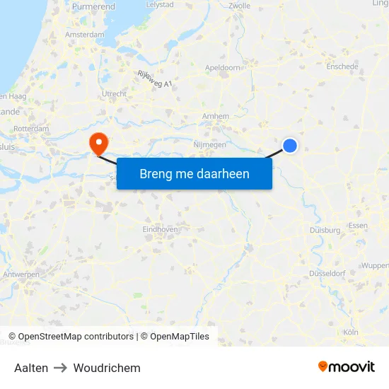 Aalten to Woudrichem map