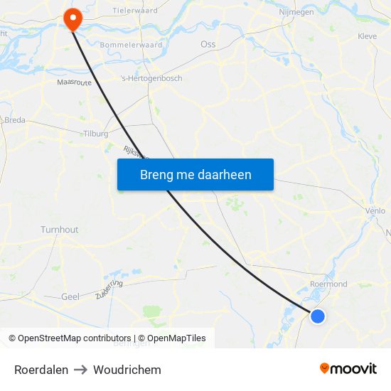 Roerdalen to Woudrichem map