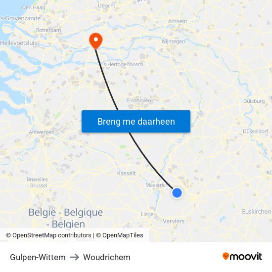 Gulpen-Wittem to Woudrichem map