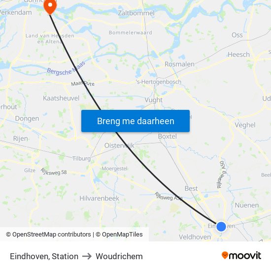 Eindhoven, Station to Woudrichem map