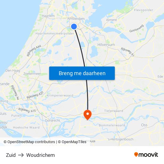 Zuid to Woudrichem map