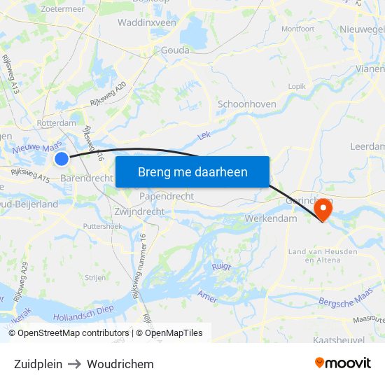 Zuidplein to Woudrichem map