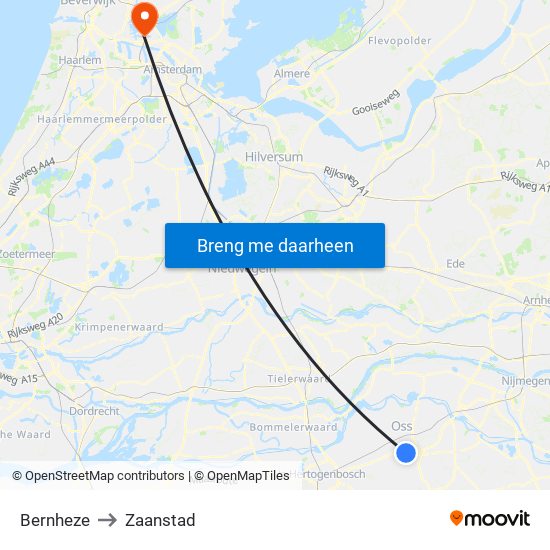 Bernheze to Zaanstad map