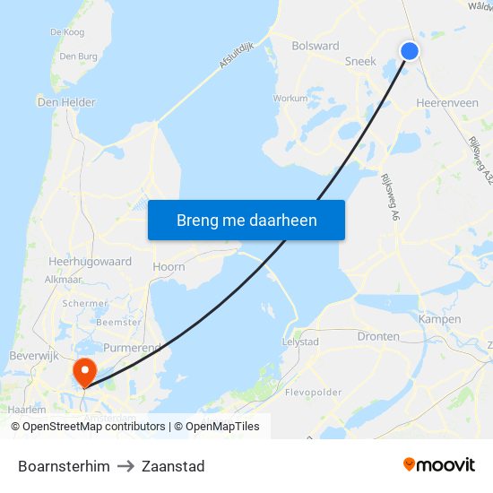 Boarnsterhim to Zaanstad map