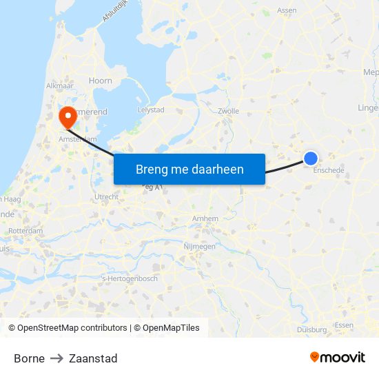 Borne to Zaanstad map