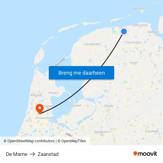 De Marne to Zaanstad map
