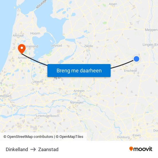 Dinkelland to Zaanstad map