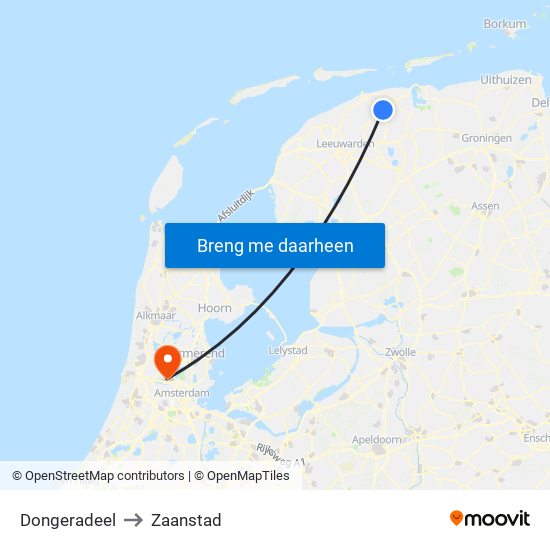 Dongeradeel to Zaanstad map