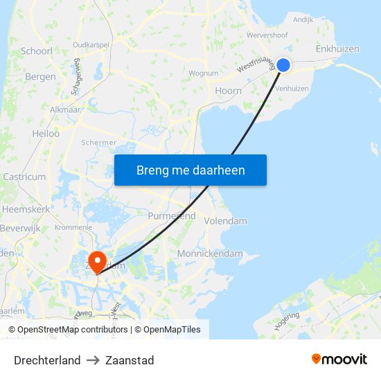 Drechterland to Zaanstad map