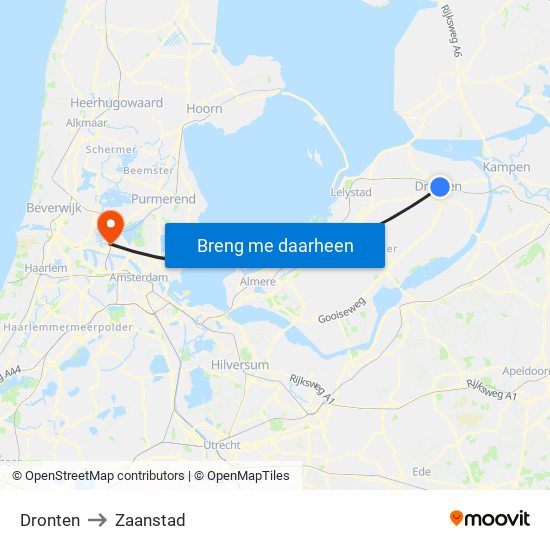 Dronten to Zaanstad map