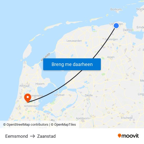 Eemsmond to Zaanstad map