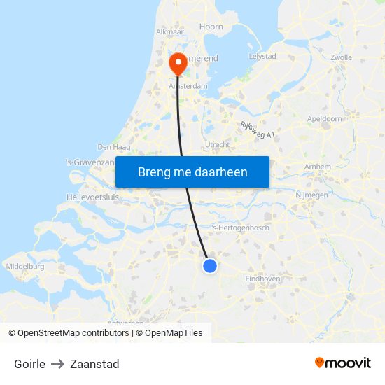 Goirle to Zaanstad map