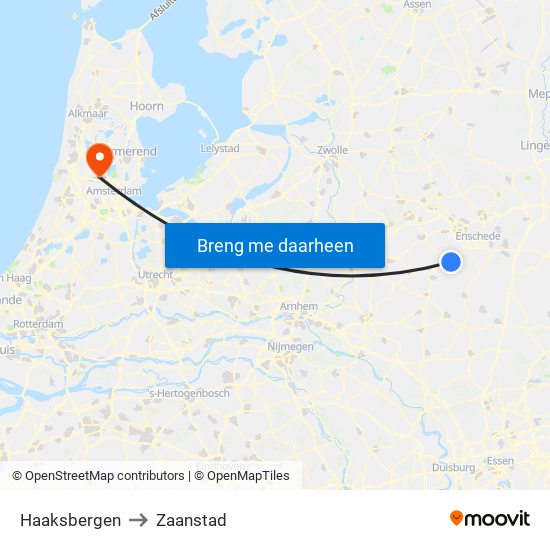 Haaksbergen to Zaanstad map