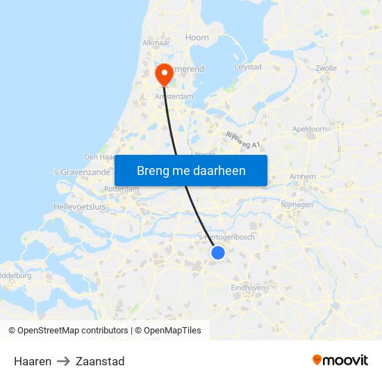 Haaren to Zaanstad map