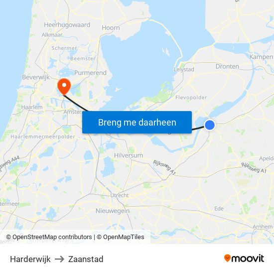 Harderwijk to Zaanstad map