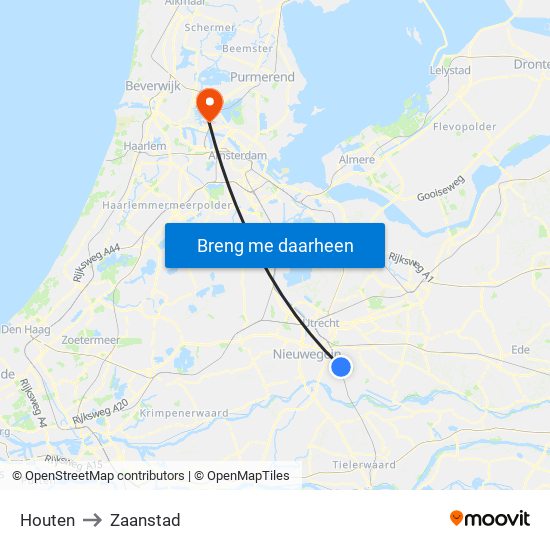 Houten to Zaanstad map