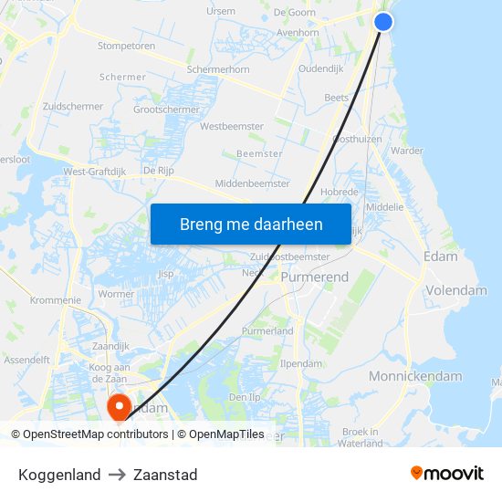 Koggenland to Zaanstad map