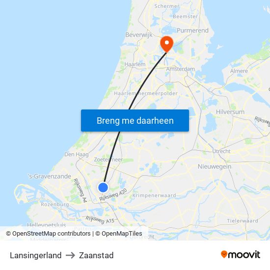 Lansingerland to Zaanstad map